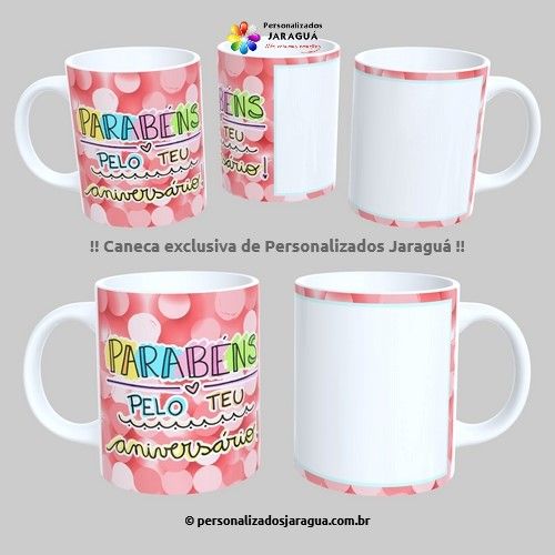 CANECA ANIVERSÁRIO PARABÉNS 1 FOTO 325 ml