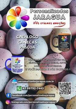 foto portada catálogo canecas páscoa de personalizados jaraguá